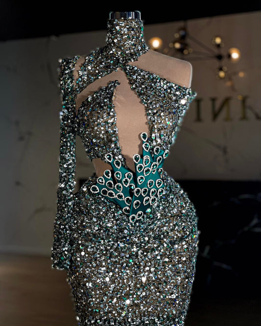 Flor High Neck One-Shoulder Dress