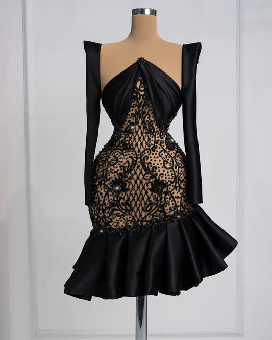 Fona Dress Embellished with Sparkling Stones and Beads