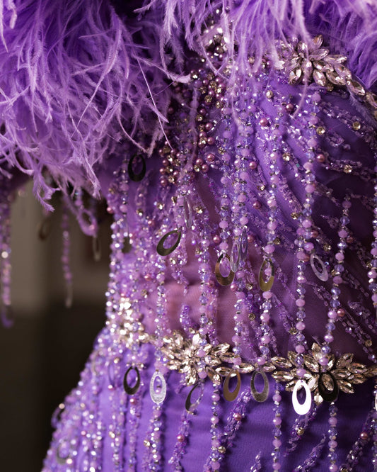 Fashionable Maxi-Length Dress with Tassel Detail: One-Shoulder