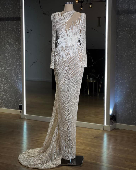 Fuchsia Feather Embellished Sparkle Dress