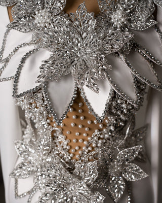 Stone and Crystal Embellishments on Bridal Bodice - Sparkling Details for a Glamorous Look