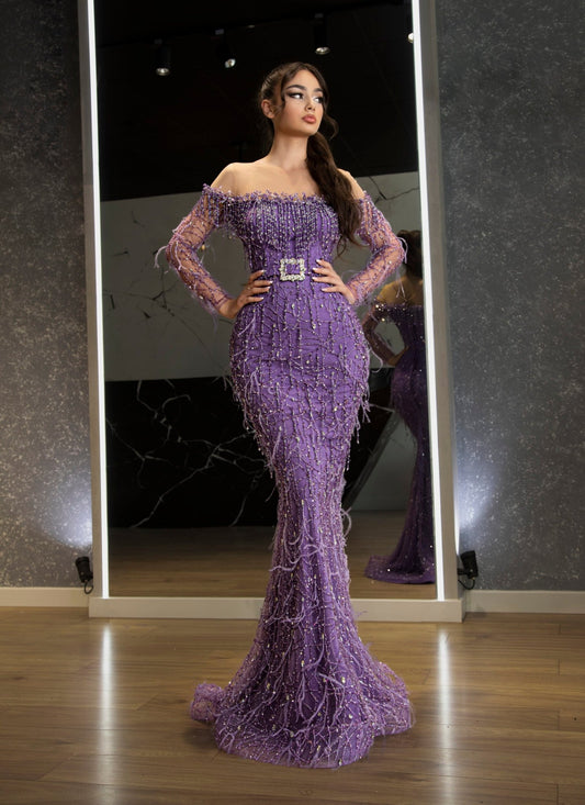 Gallinule Off Shoulder Dress with Sparkling Stones