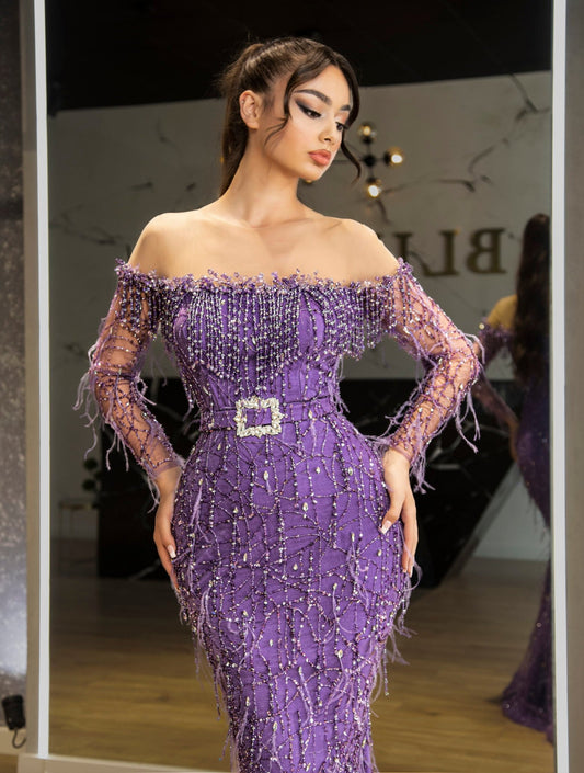 Gallinule Off Shoulder Dress with Sparkling Stones