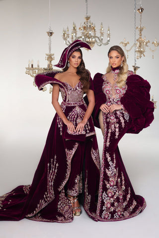 Burgundy Velvet Jumpsuit and Dress - Versatile Fashion Ensemble for Any Occasion