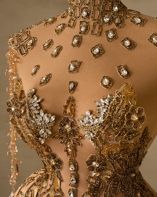Gold Dress with Stunning Crystal Embellishments