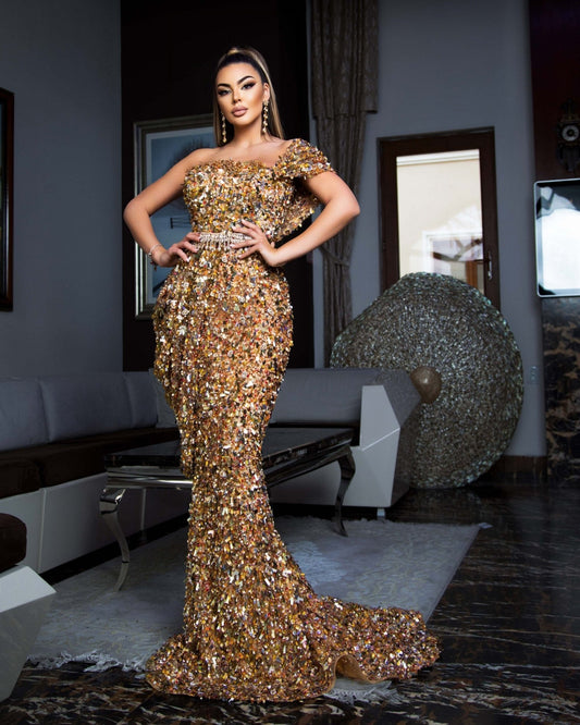 Gozè Golden Glamour Sequin Dress