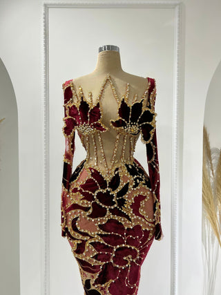 Hibiscus Stone-Embellished Lace Dress