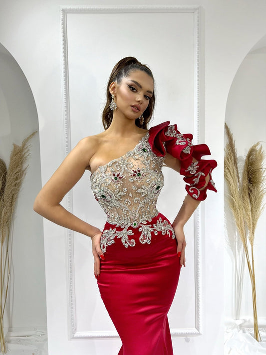 Ida  One Shoulder Dress with Stones