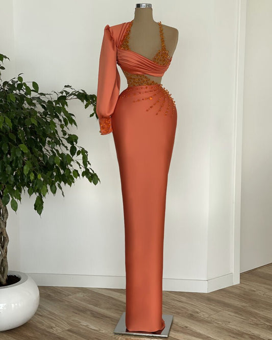 Inés Glamorous Crystal One-Sleeve Dress