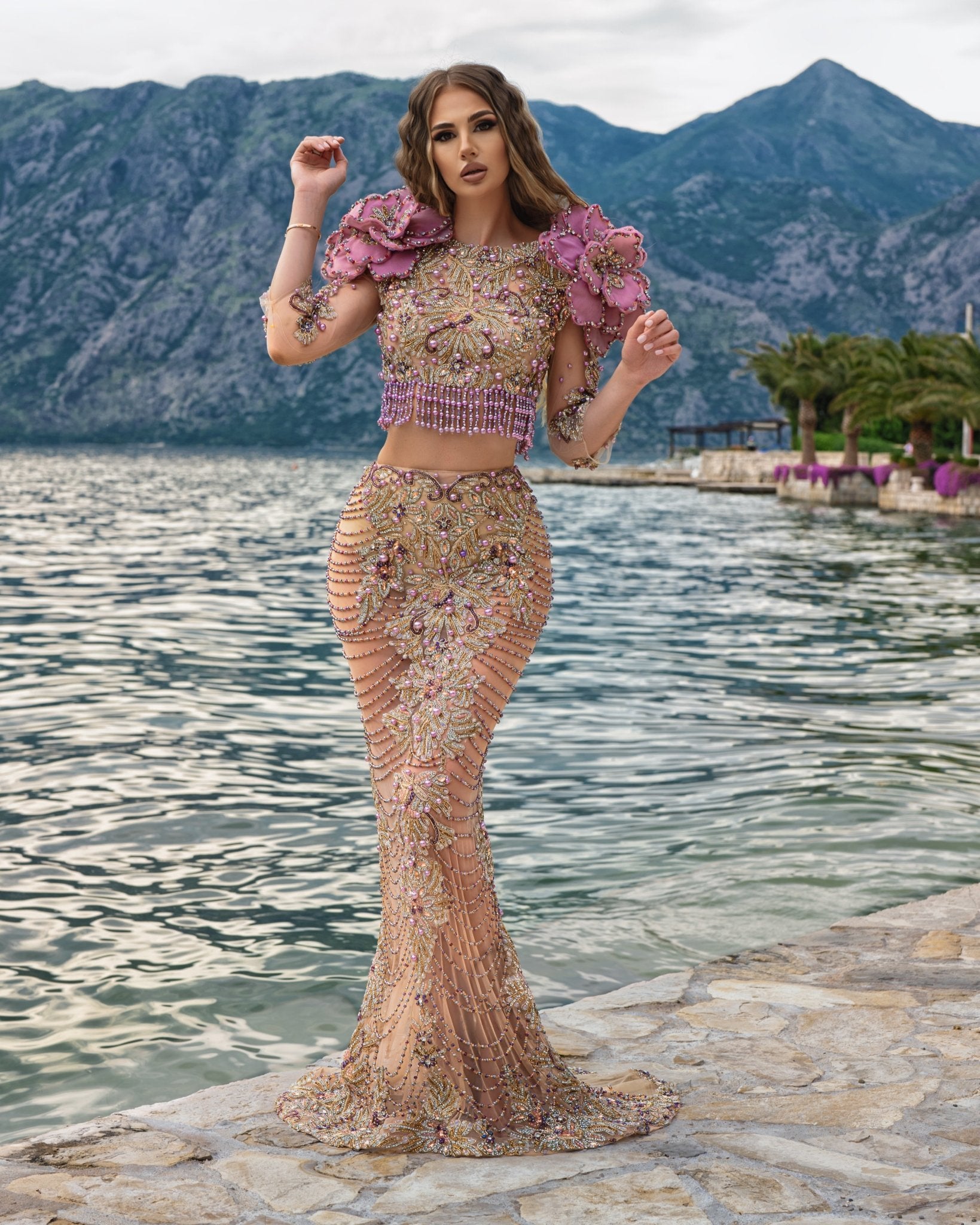 Asos Lace Crop Top Midi Prom Dress, $83 | Asos | Lookastic