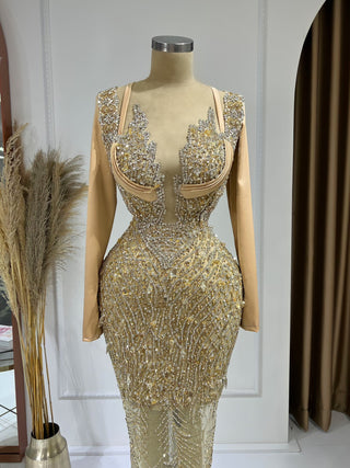 Inna Long Sleeve Crystal Embellished Dress