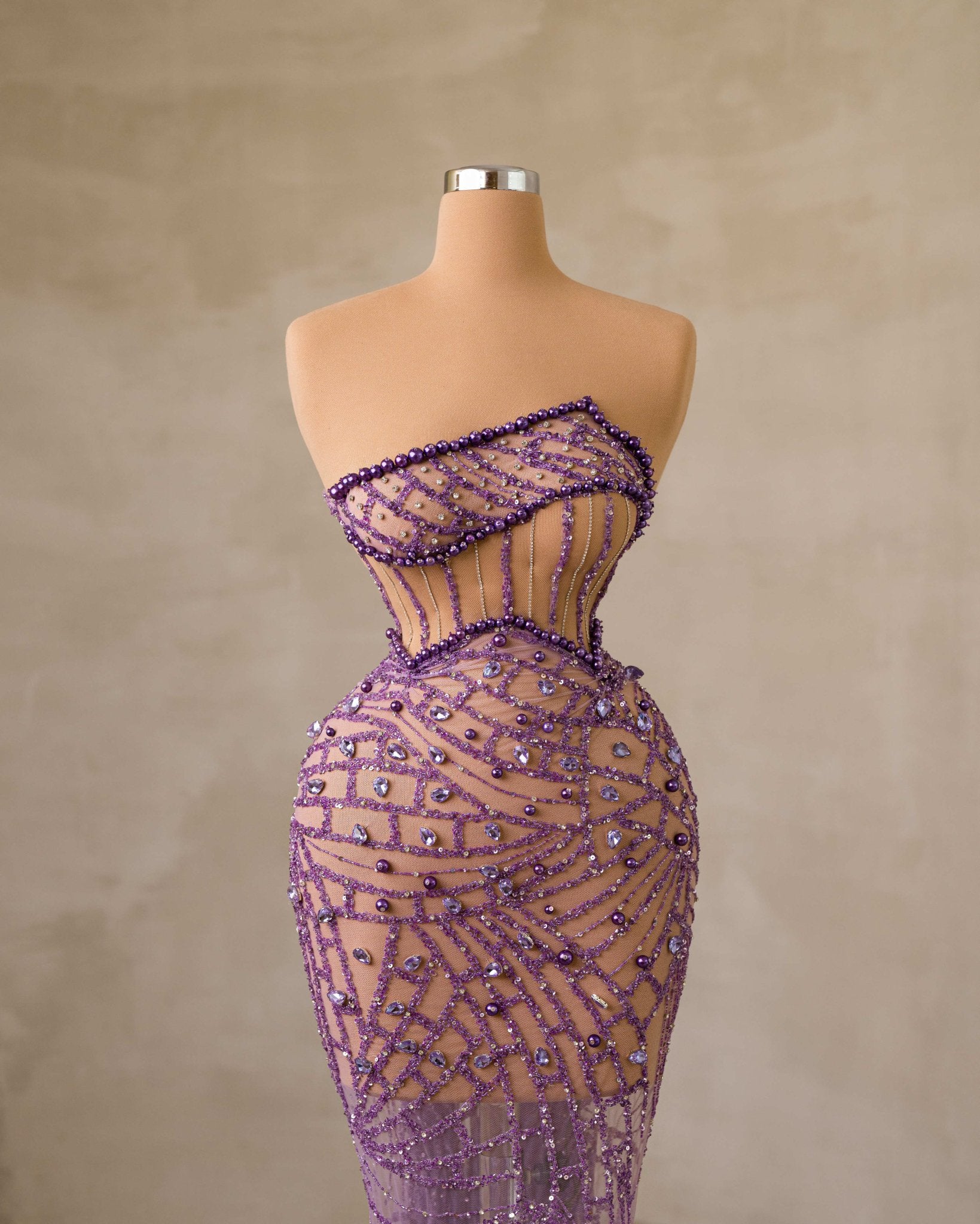 BeadsLight PurpleLong DressWomen - Blini Fashion House