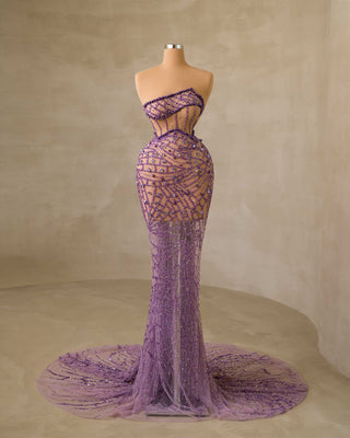 BeadsLight PurpleLong DressWomen - Blini Fashion House