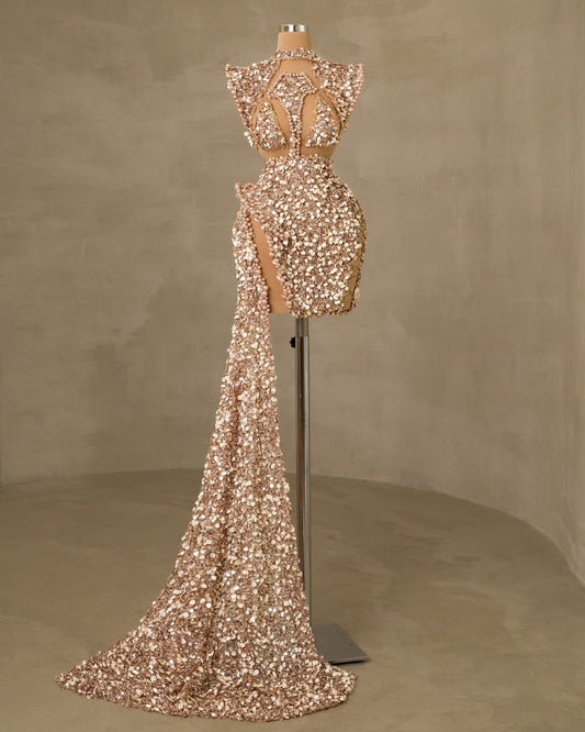 Striking Short Dress featuring Side Tail and Cut-Out Design