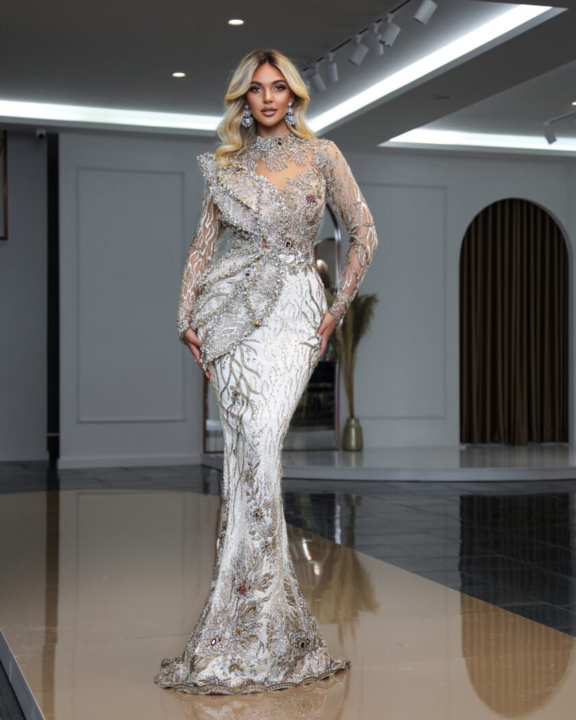 High NeckLong DressLong SleevesWomen - Blini Fashion House