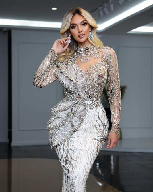 High NeckLong DressLong SleevesWomen - Blini Fashion House