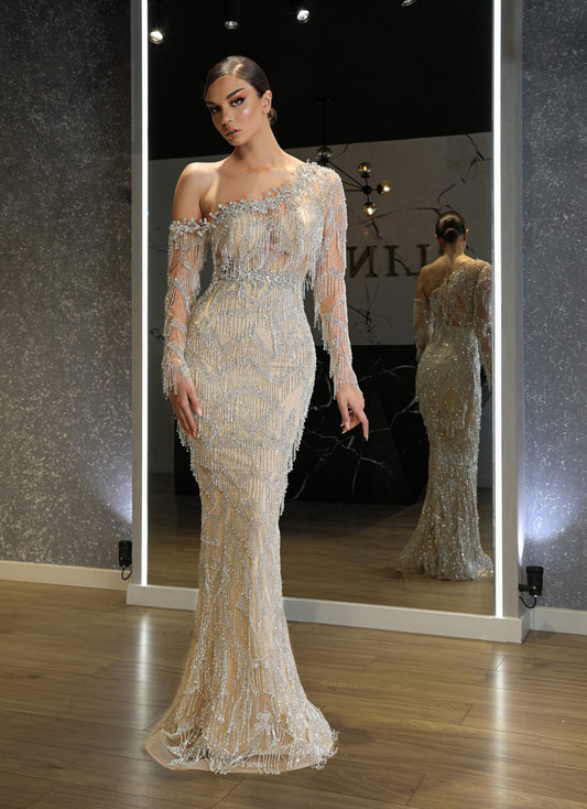 BeadsLong DressLuxoriousWomen - Blini Fashion House