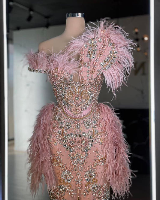 CrystalsFeathersLight PinkWomen - Blini Fashion House