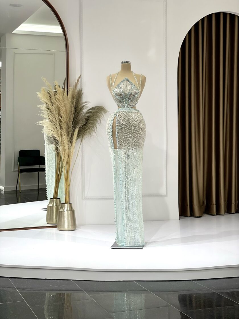 Deep SlitGownLight BlueWomen - Blini Fashion House