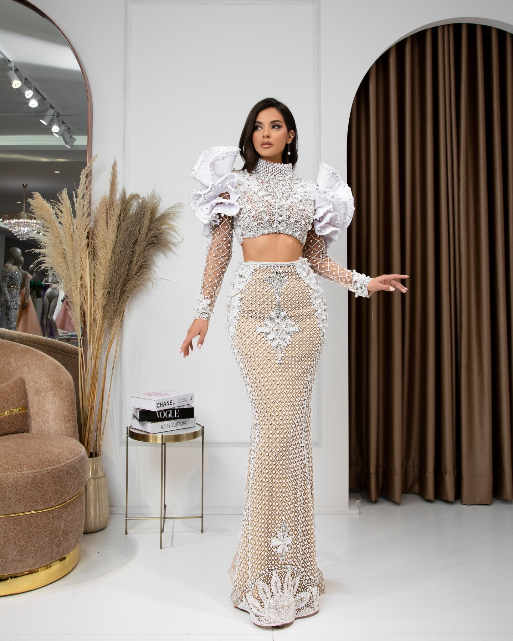 CrystalsDeep SlitHigh NeckWomen - Blini Fashion House