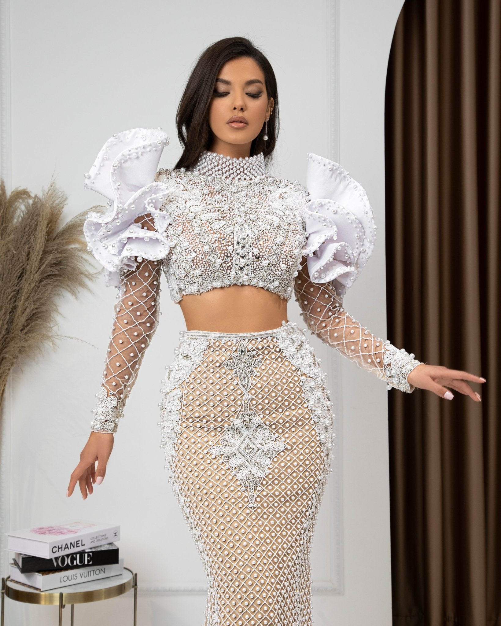 CrystalsDeep SlitHigh NeckWomen - Blini Fashion House