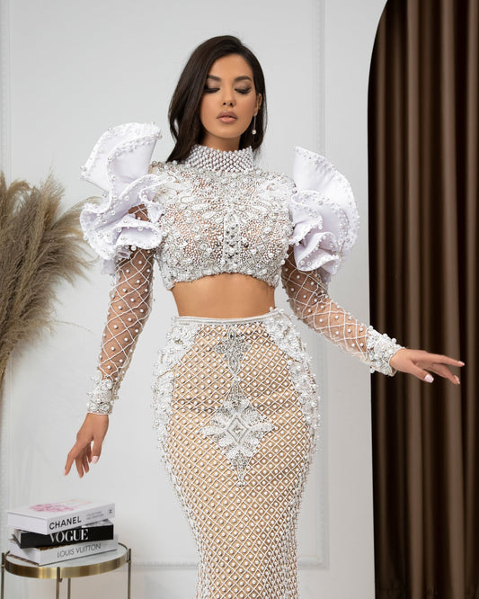 CrystalsDeep SlitHigh NeckWomen - Blini Fashion House