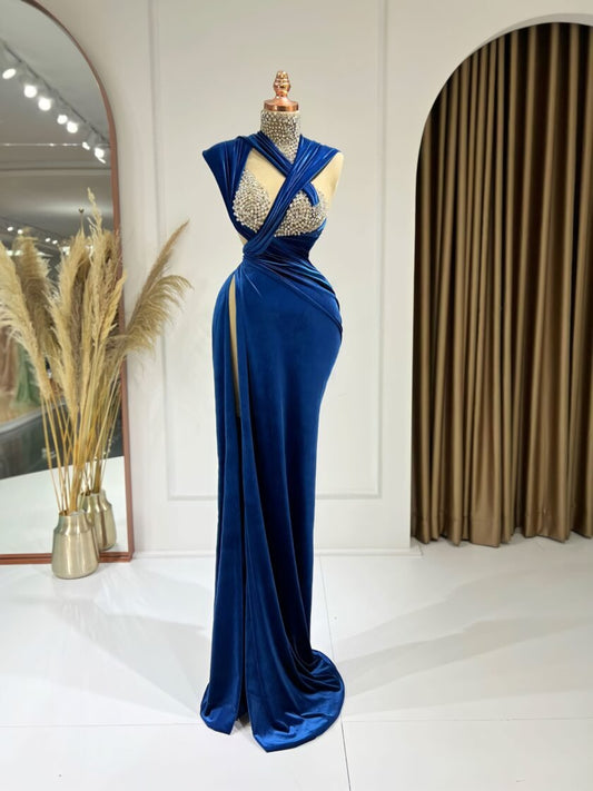 BeadsBlueDeep SlitWomen - Blini Fashion House