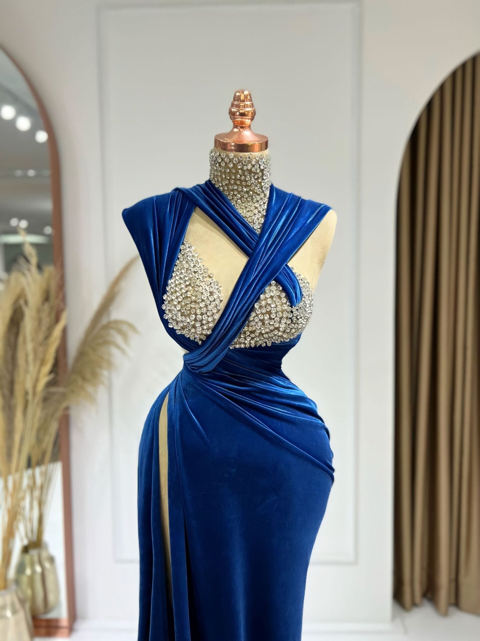 BeadsBlueDeep SlitWomen - Blini Fashion House