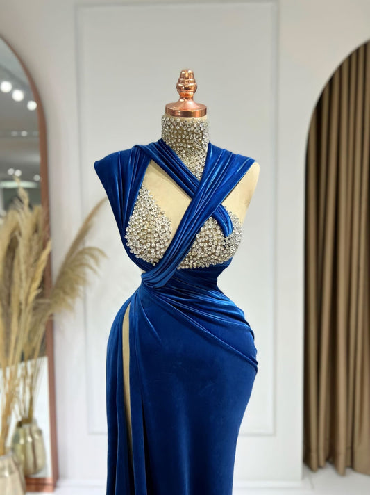 BeadsBlueDeep SlitWomen - Blini Fashion House