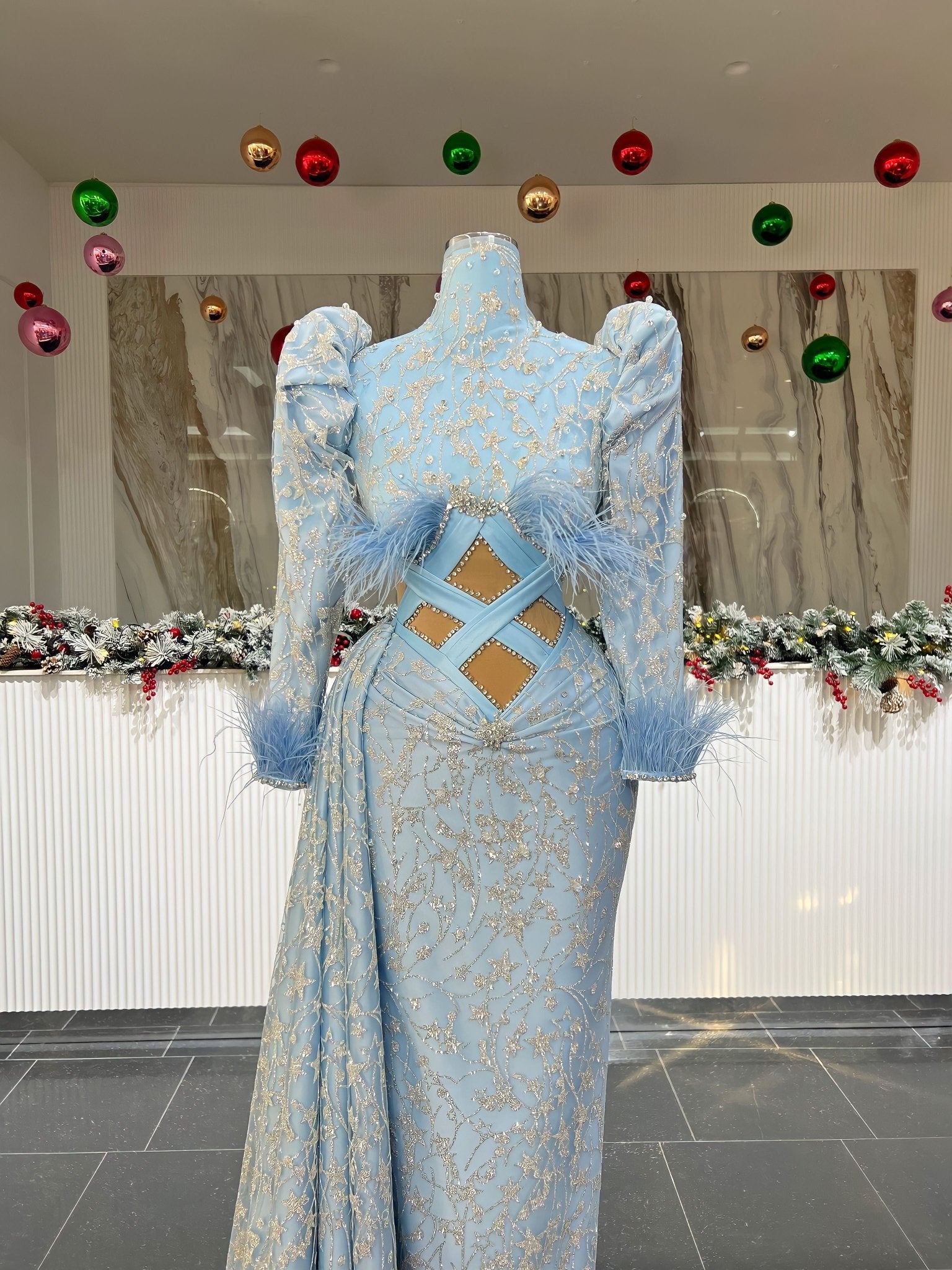 CrystalsFeathersHigh NeckWomen - Blini Fashion House