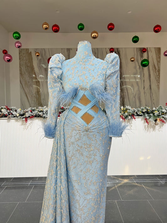 CrystalsFeathersHigh NeckWomen - Blini Fashion House