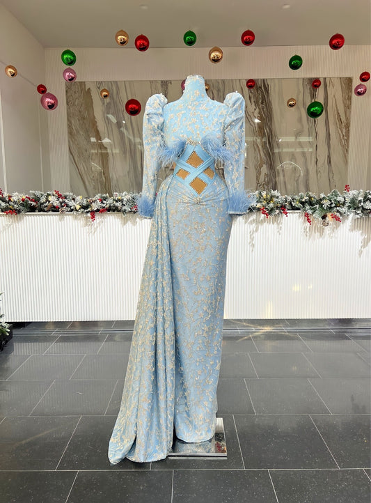 CrystalsFeathersHigh NeckWomen - Blini Fashion House