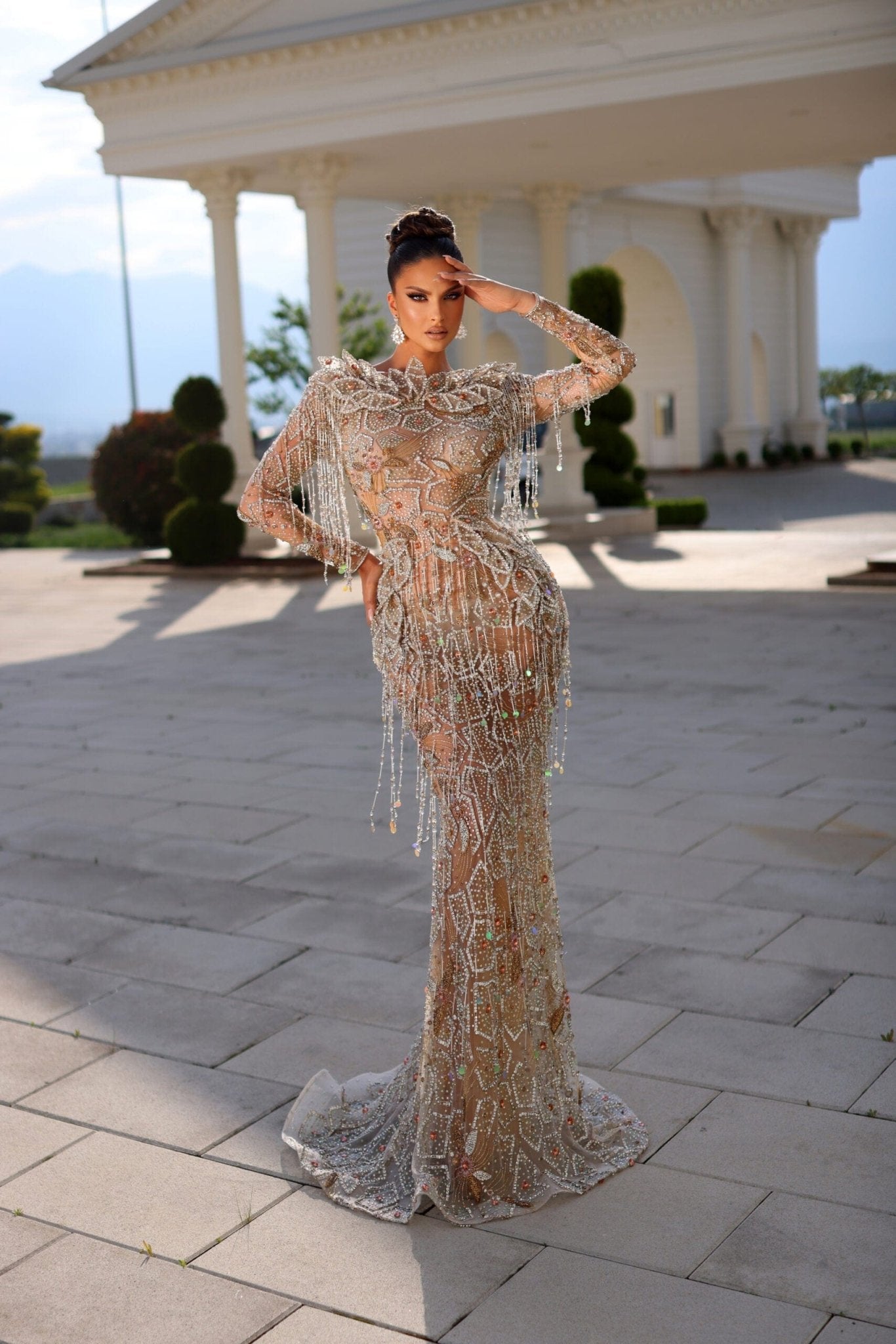 Silver dress with silver embellishments