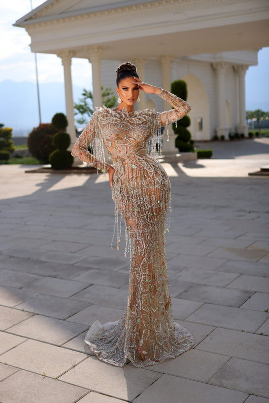 Silver dress with silver embellishments