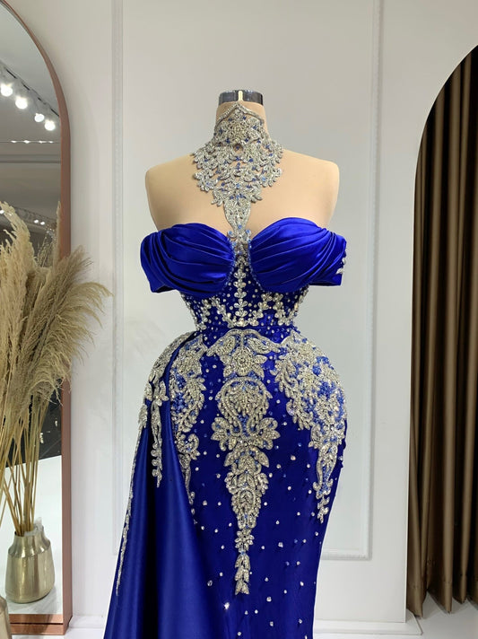 BeadsBlueHigh NeckWomen - Blini Fashion House