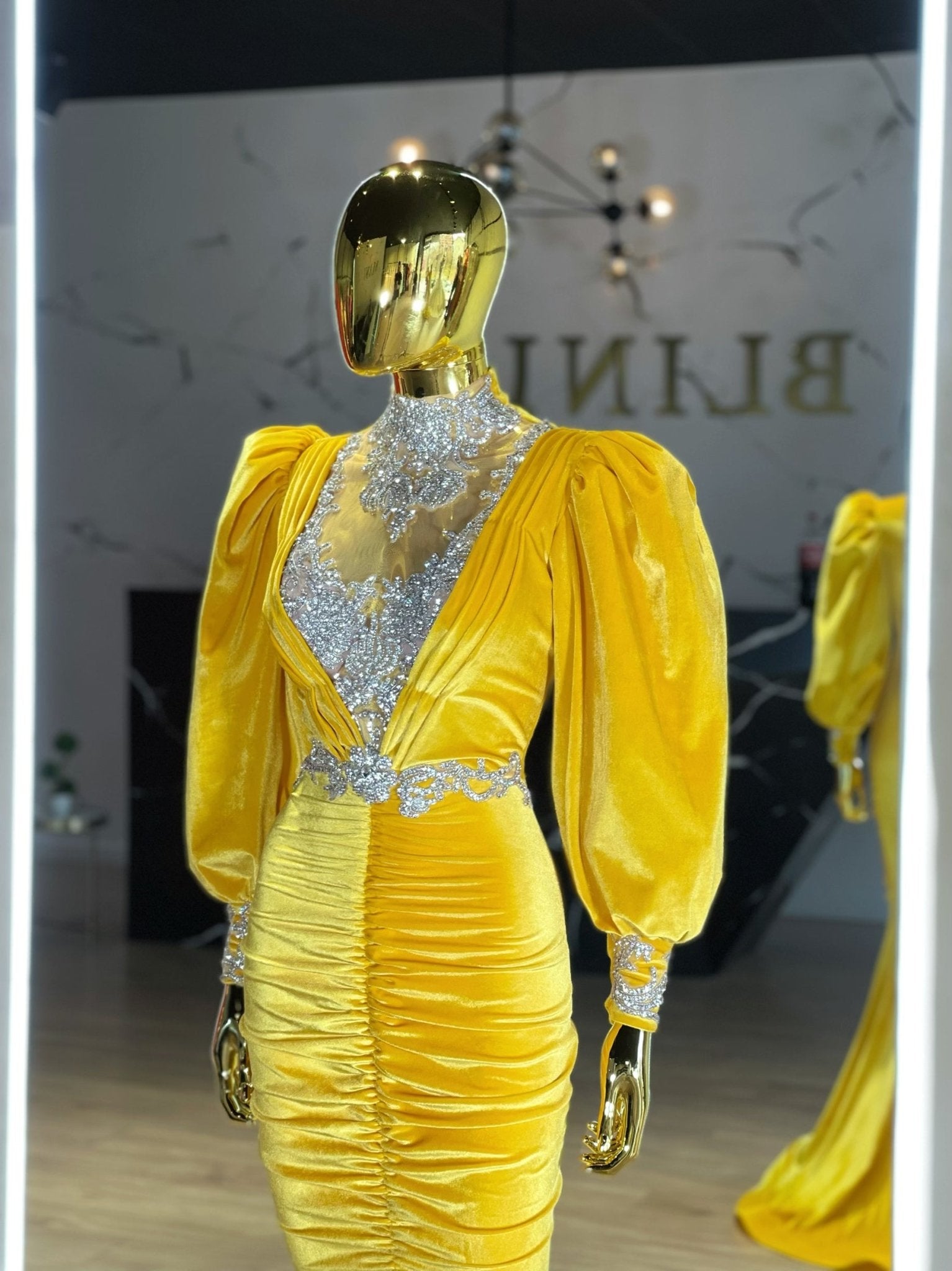 High NeckLuxuriousPuff SleevesWomen - Blini Fashion House