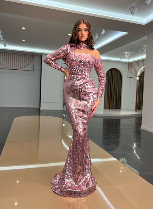 Cut in ChestHigh NeckLight PurpleWomen - Blini Fashion House