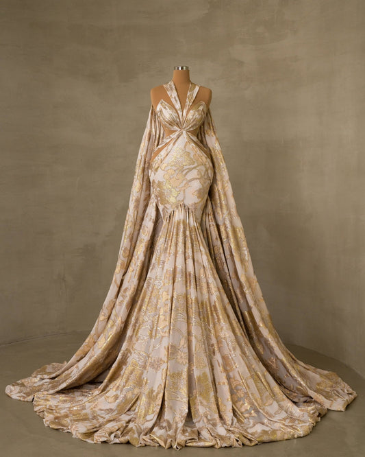 Back Cape Dress with Alluring Cut-Outs - Stylish Fashion