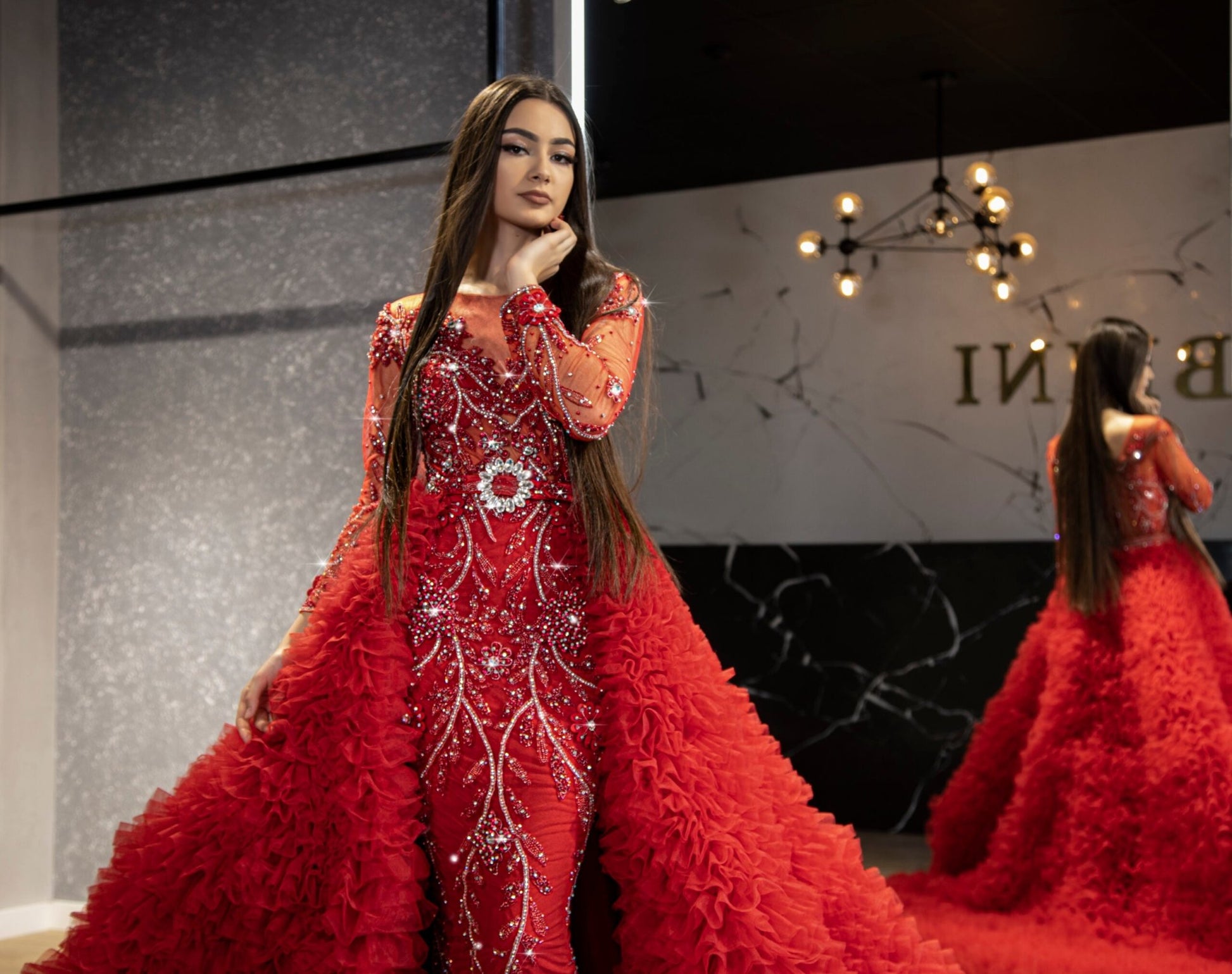 BeadsLayered TulleLong DressWomen - Blini Fashion House