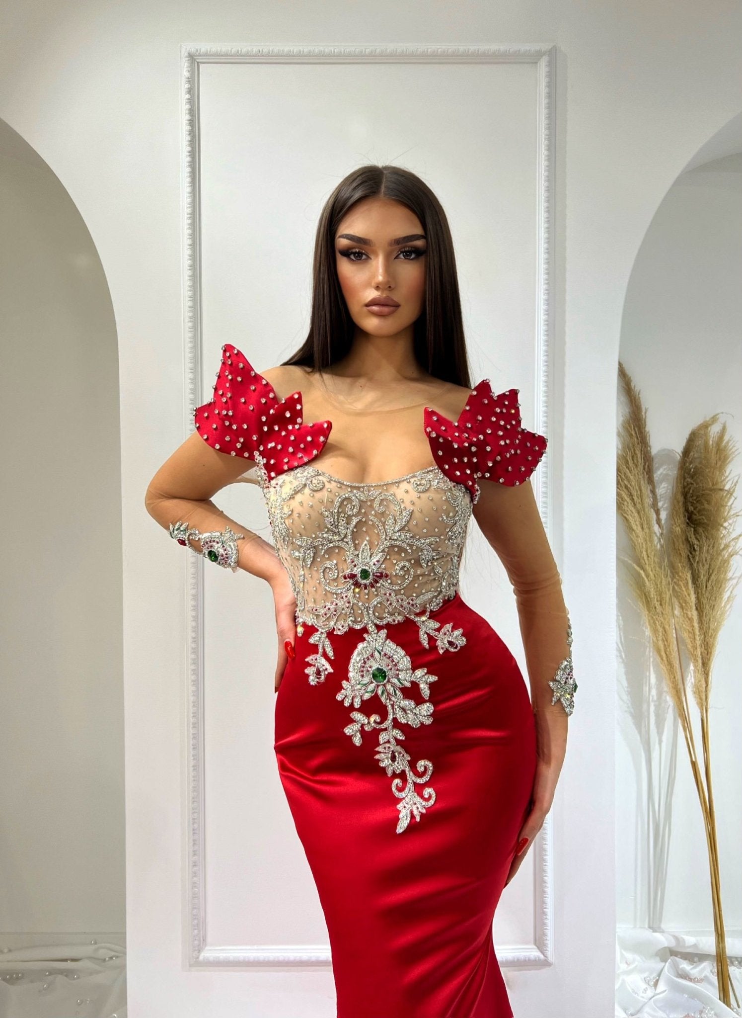 BeadsLong DressLong SleevesWomen - Blini Fashion House