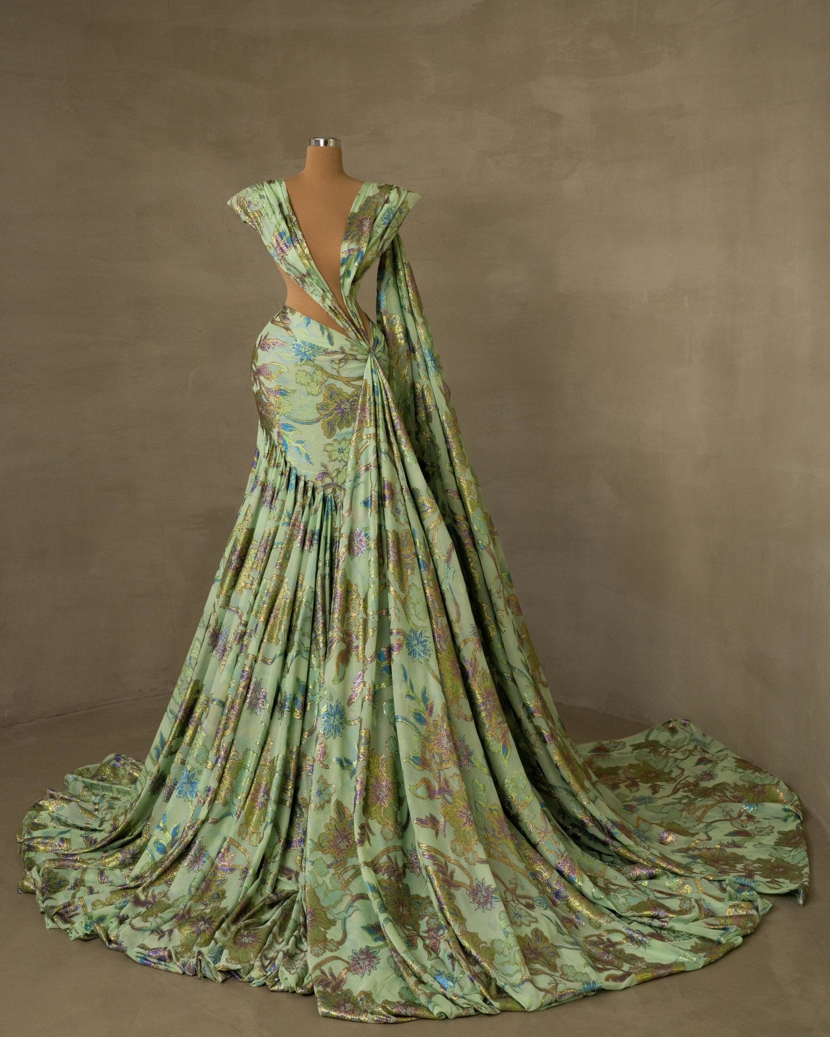 Stylish Side Cape Dress with Elegant Cut-Outs