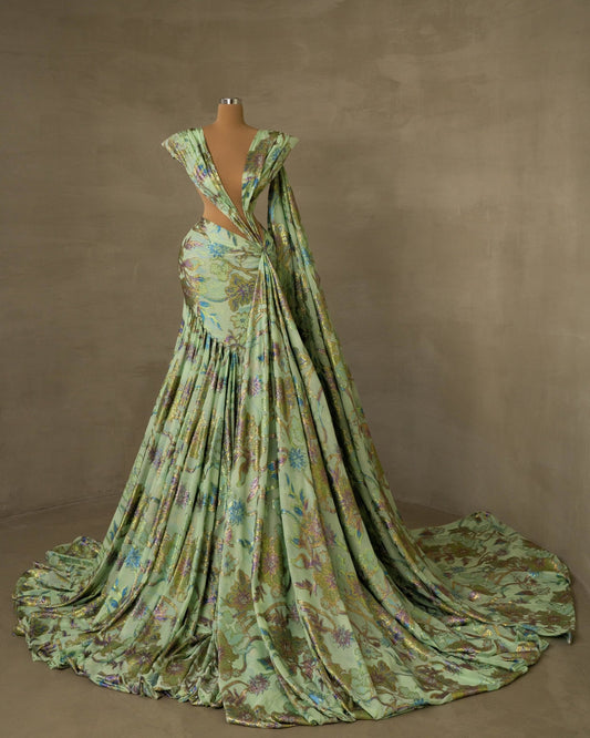 Stylish Side Cape Dress with Elegant Cut-Outs