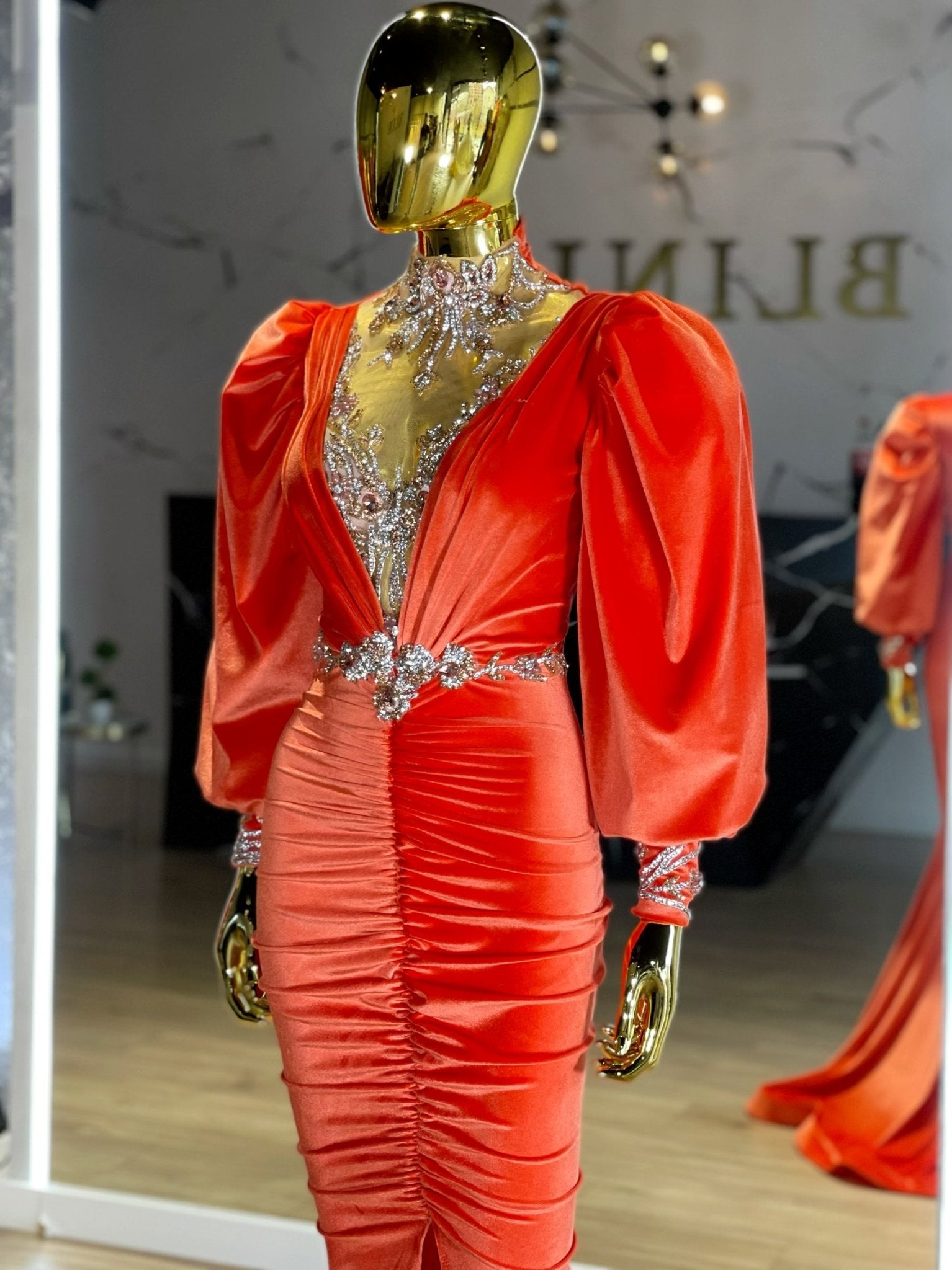 High NeckLuxuriousPuff SleevesWomen - Blini Fashion House