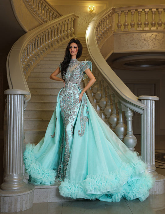 BeadsHigh NeckLong DressWomen - Blini Fashion House