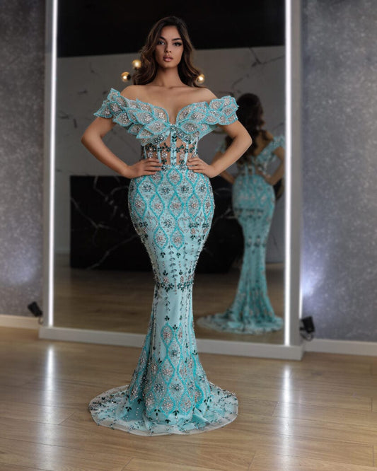 BlueLong DressLuxoriousWomen - Blini Fashion House