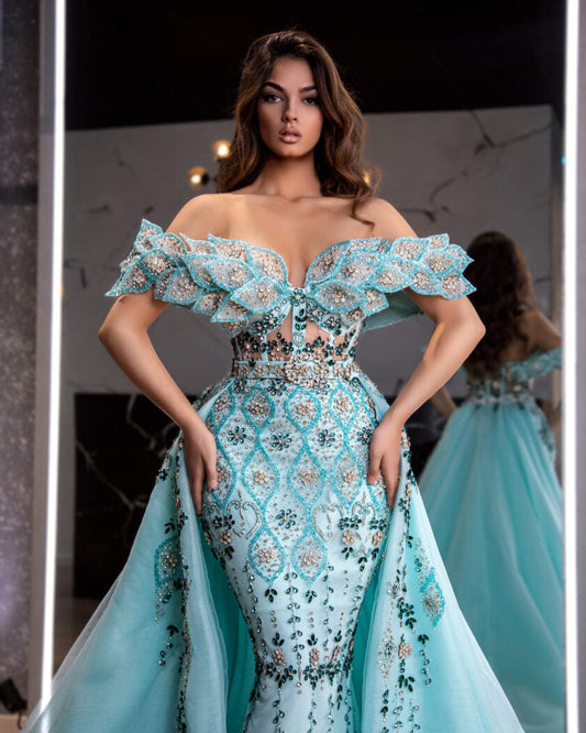 BlueLong DressLuxoriousWomen - Blini Fashion House