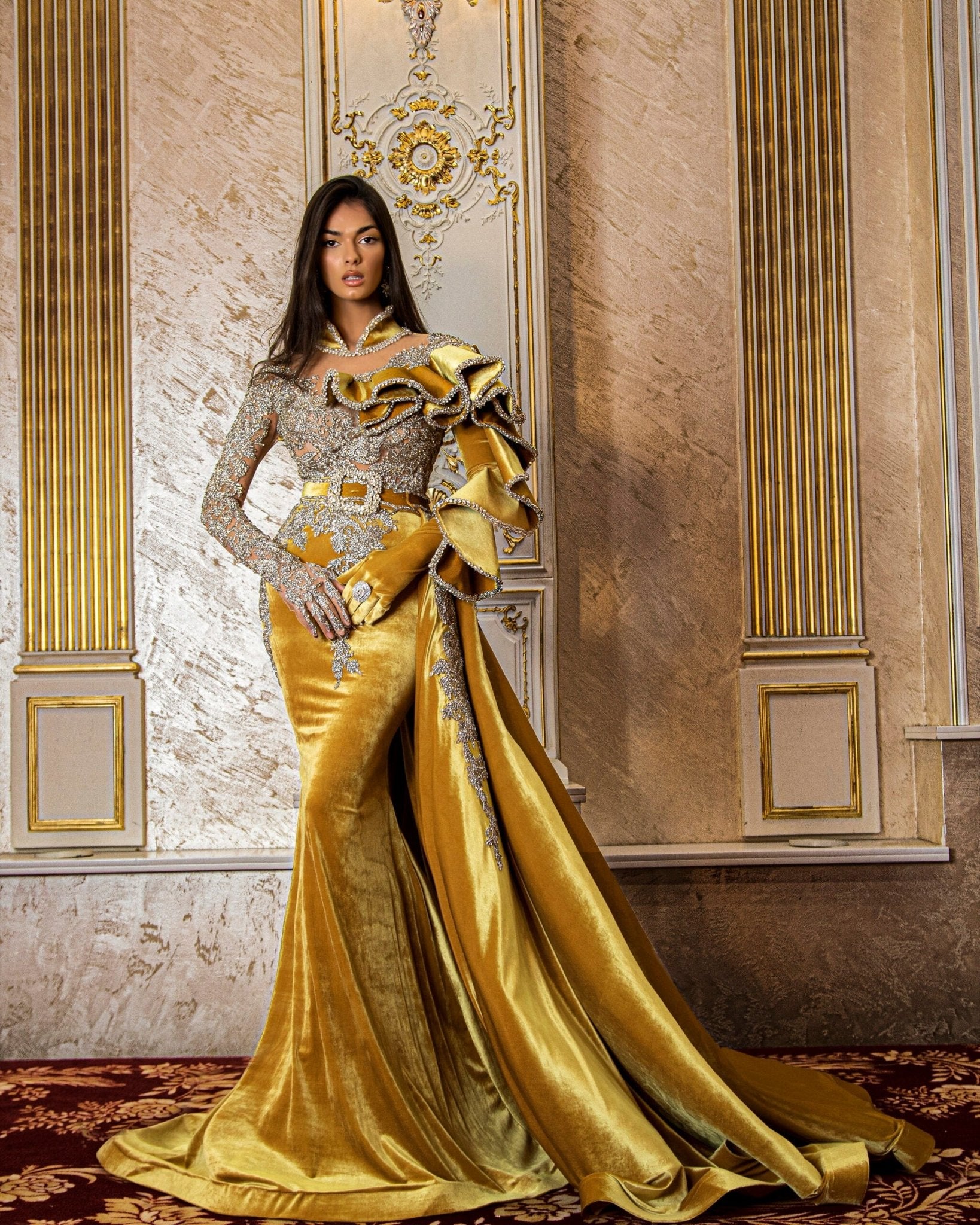 High NeckLong DressLong SleevesWomen - Blini Fashion House