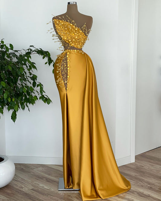 CrystalsDeep SlitLong DressWomen - Blini Fashion House