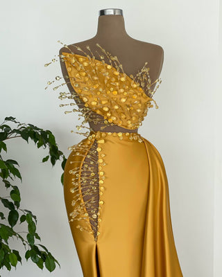 CrystalsDeep SlitLong DressWomen - Blini Fashion House