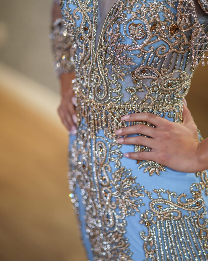 BeadsBlueHigh NeckWomen - Blini Fashion House